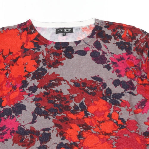 Debenhams Womens Multicoloured Round Neck Geometric Viscose Pullover Jumper Size 18