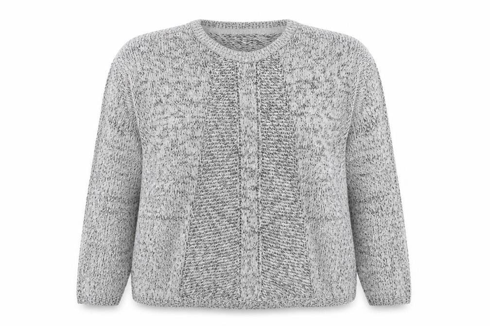 Front view of Next women’s grey round neck cotton jumper, size UK 12