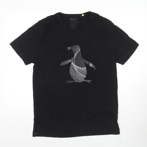 Original Penguin Mens Black Cotton T-Shirt Size XL Round Neck