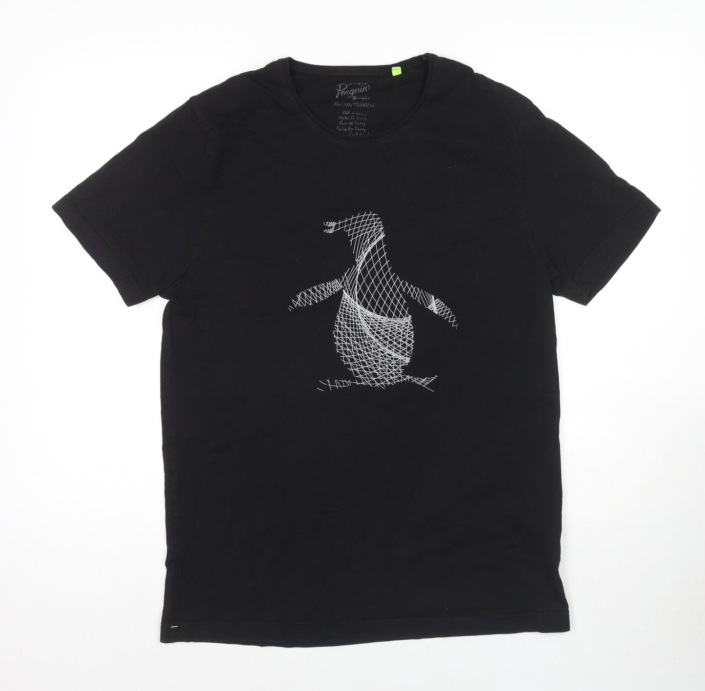 Original Penguin Mens Black Cotton T-Shirt Size XL Round Neck