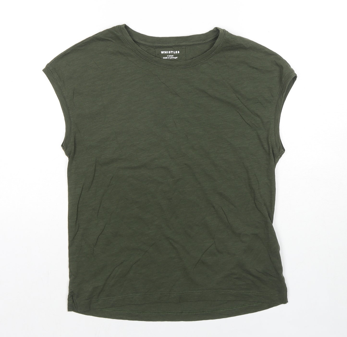 Whistles Womens Green 100% Cotton Basic T-Shirt Size XS Round Neck