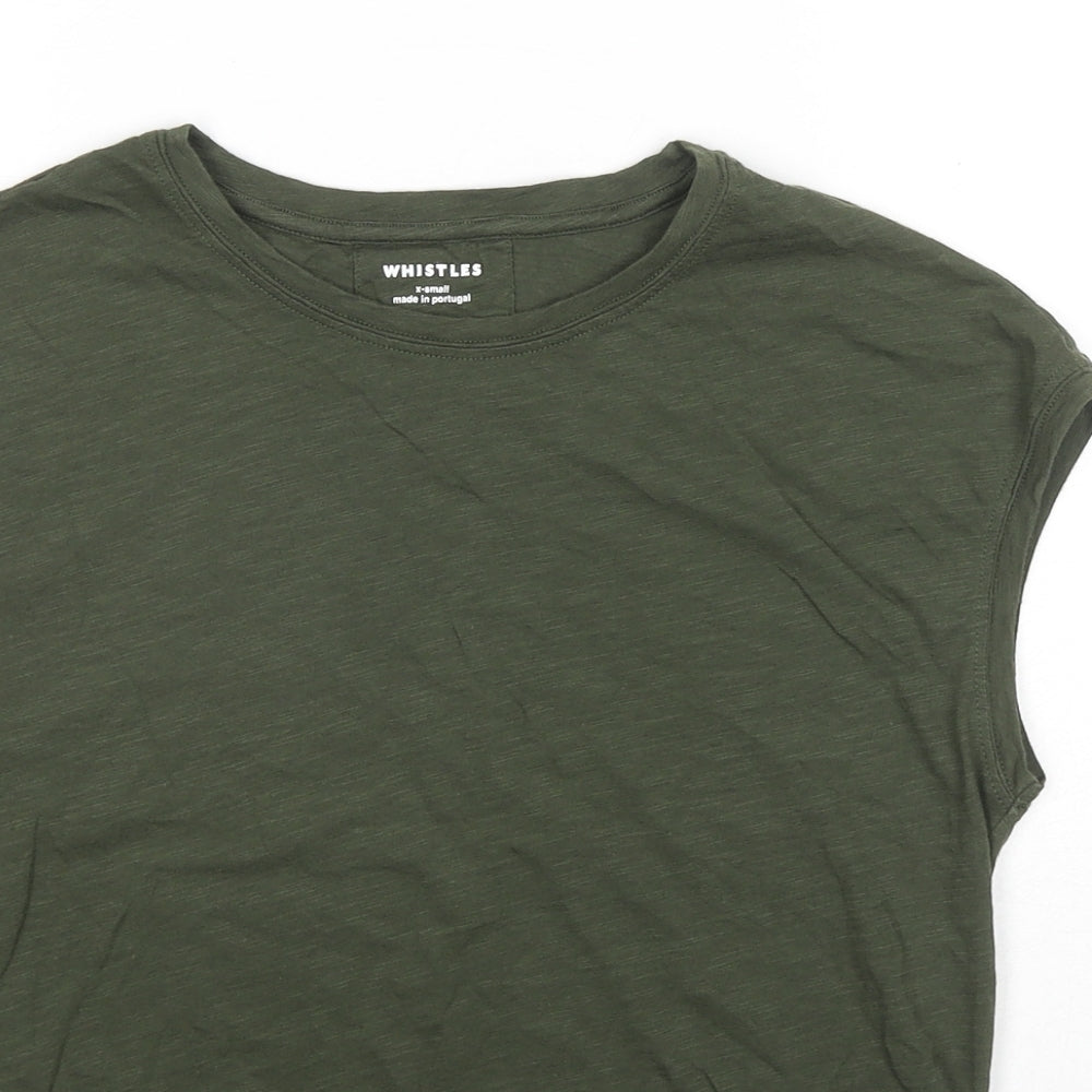 Whistles Womens Green 100% Cotton Basic T-Shirt Size XS Round Neck