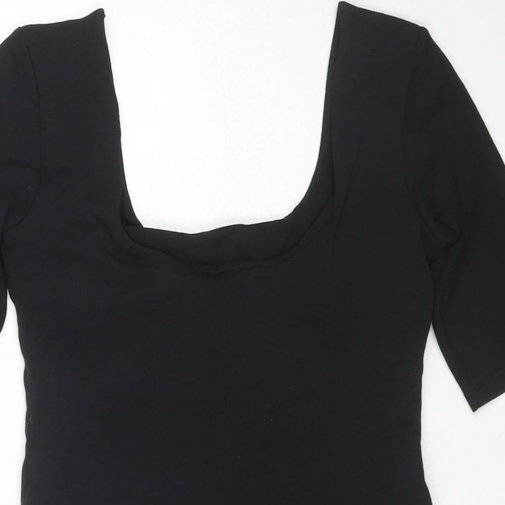 Ted Baker Womens Black Cotton Bodysuit One-Piece Size S Snap