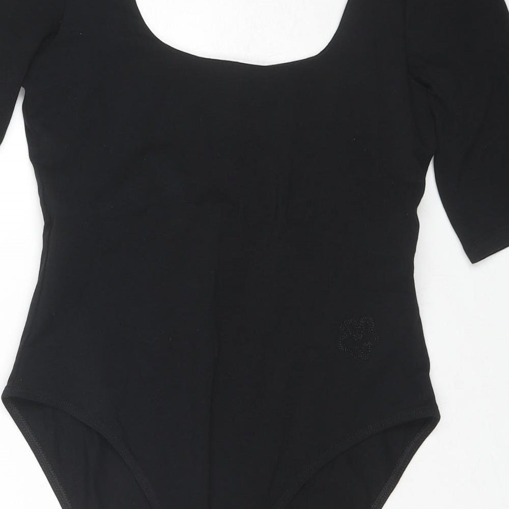 Ted Baker Womens Black Cotton Bodysuit One-Piece Size S Snap