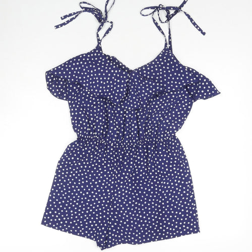 Frost French Womens Blue Polka Dot Polyester Playsuit One-Piece Size 8 L3 in Pullover