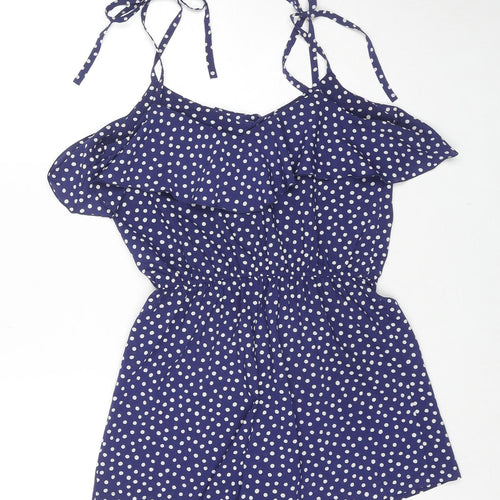 Frost French Womens Blue Polka Dot Polyester Playsuit One-Piece Size 8 L3 in Pullover
