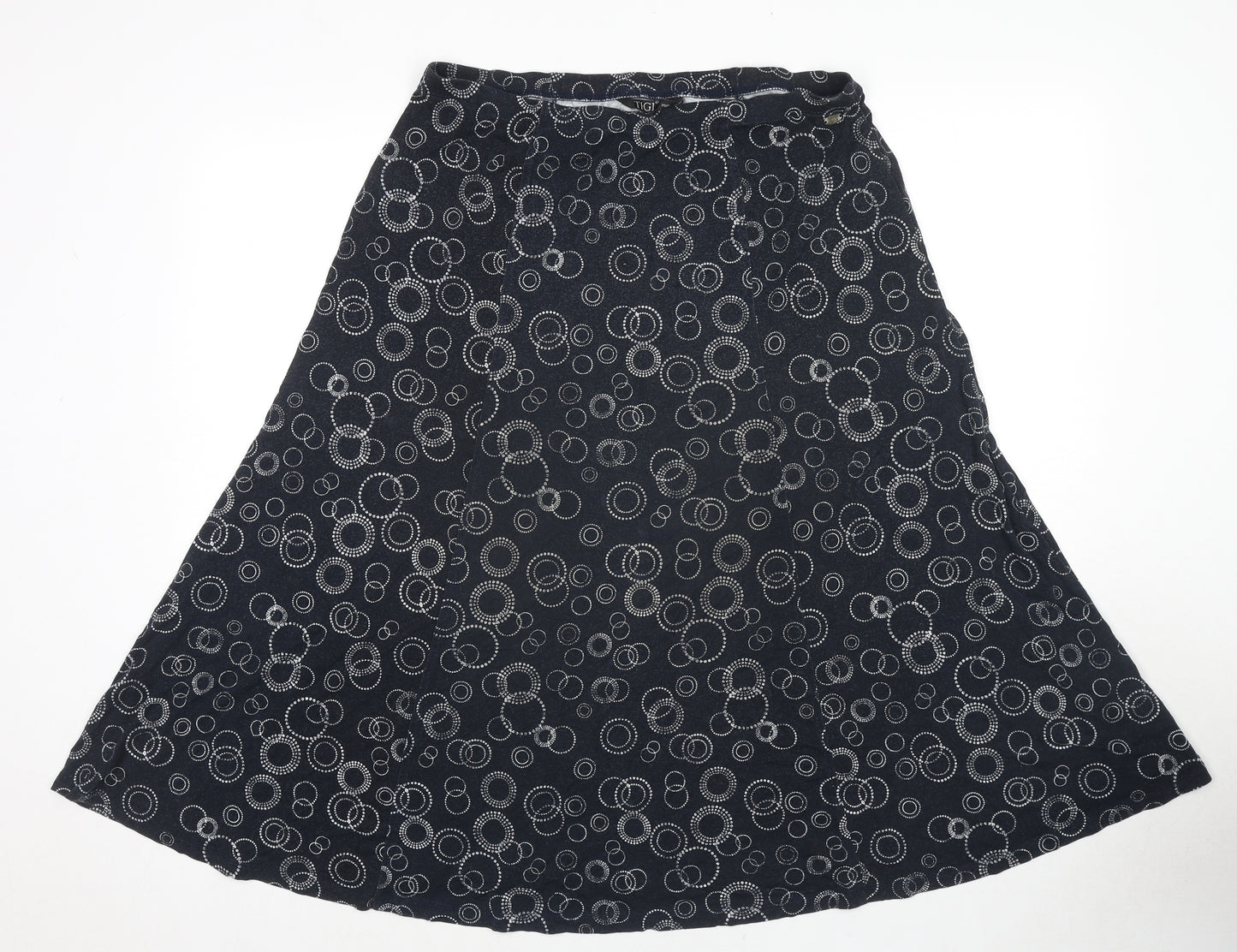 TIGI Womens Black Geometric Viscose Swing Skirt Size 14 - Size 14-16