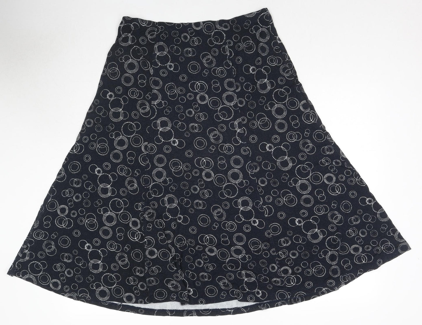 TIGI Womens Black Geometric Viscose Swing Skirt Size 14 - Size 14-16