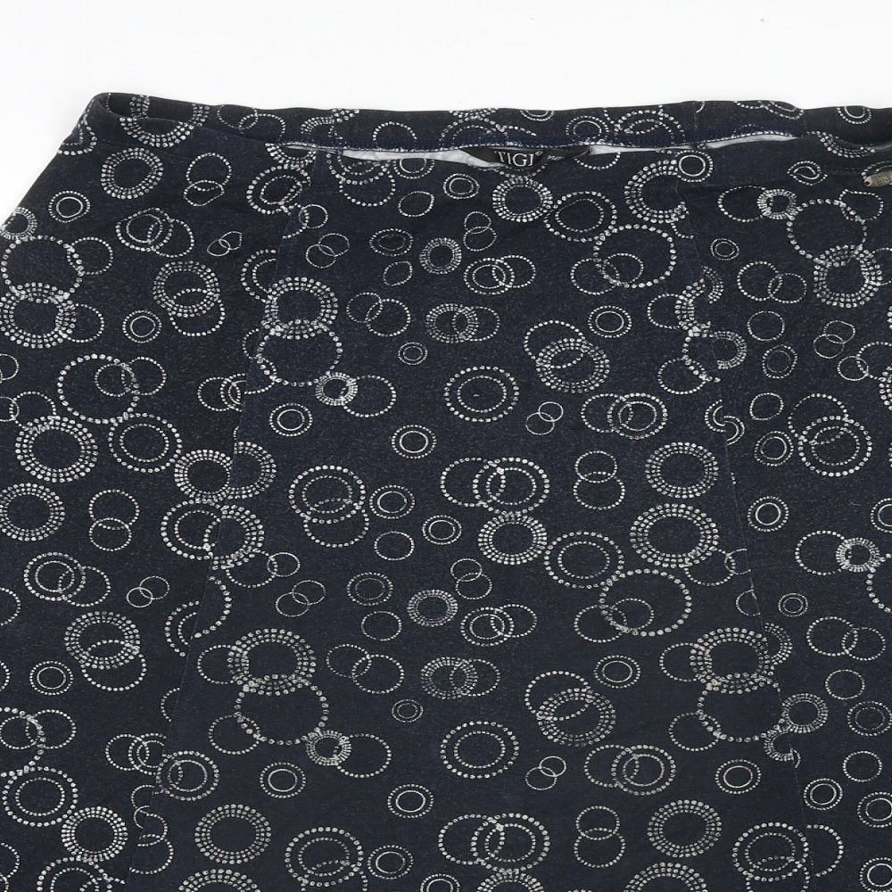 TIGI Womens Black Geometric Viscose Swing Skirt Size 14 - Size 14-16