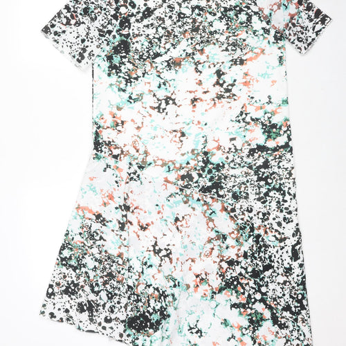 Great Plains London Womens Multicoloured Geometric Polyester A-Line Size M Round Neck Zip