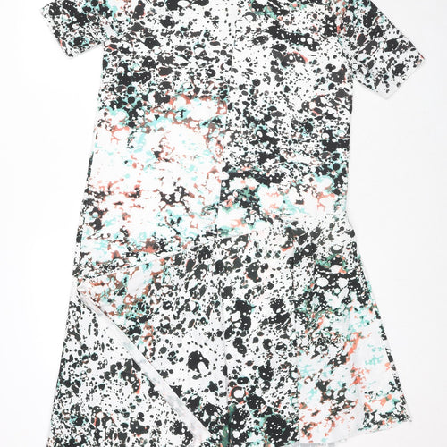 Great Plains London Womens Multicoloured Geometric Polyester A-Line Size M Round Neck Zip