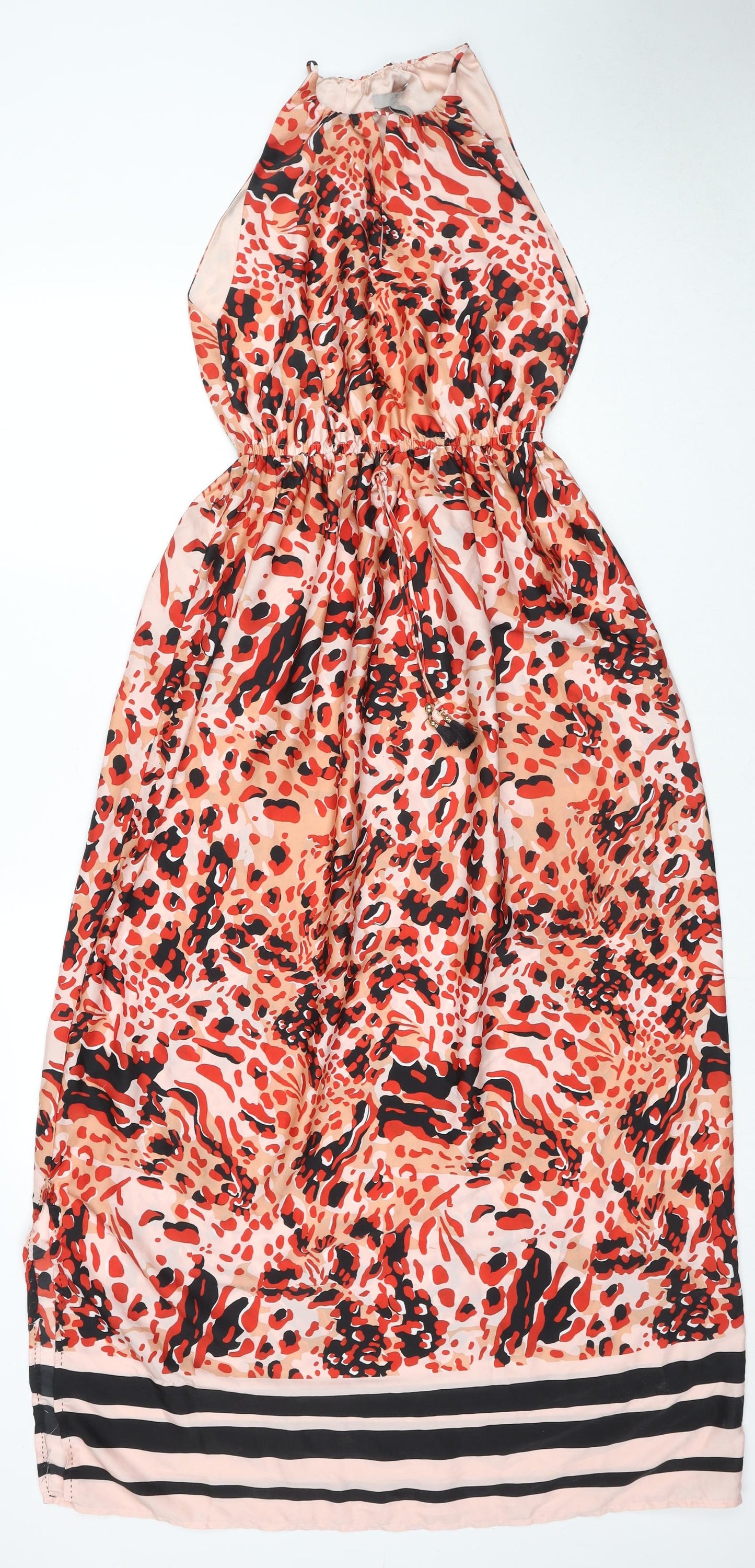 H&M Womens Red Geometric Polyester A-Line Size 6 Halter Pullover