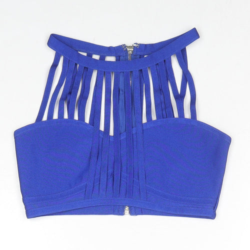 Moondance Ibiza Womens Blue Polyester Basic Tank One Size Round Neck - Strap Detail Bralette