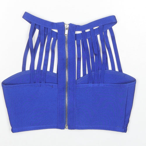 Moondance Ibiza Womens Blue Polyester Basic Tank One Size Round Neck - Strap Detail Bralette