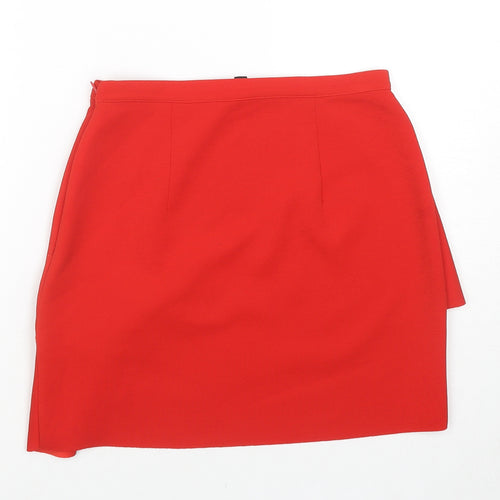 Topshop Womens Red Polyester A-Line Skirt Size 8 Zip