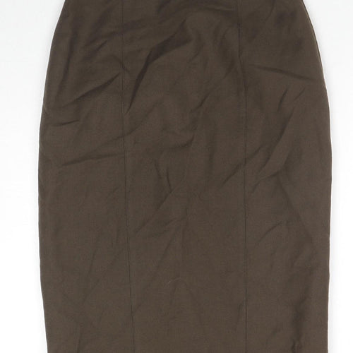 Gaston Jaunet Womens Brown Wool Straight & Pencil Skirt Size 12 Zip - Slits