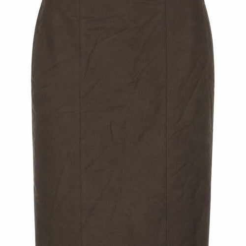 Gaston Jaunet Womens Brown Wool Straight & Pencil Skirt Size 12 Zip - Slits