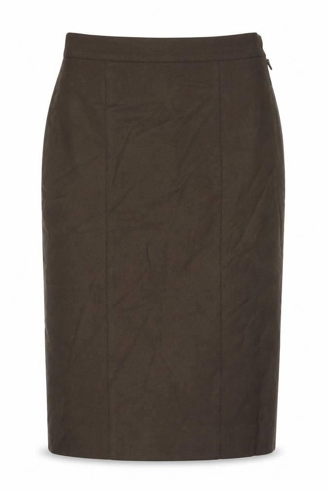 Gaston Jaunet Womens Brown Wool Straight & Pencil Skirt Size 12 Zip - Slits