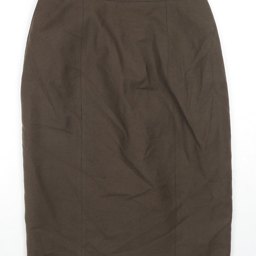 Gaston Jaunet Womens Brown Wool Straight & Pencil Skirt Size 12 Zip - Slits