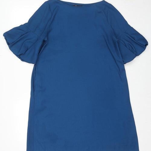 Marks and Spencer Womens Blue Polyester A-Line Size 14 Round Neck Pullover