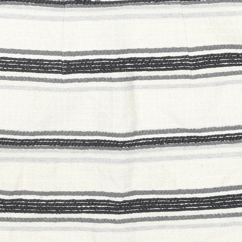 Topshop Womens Ivory Striped Cotton Flare Skirt Size 6 Zip