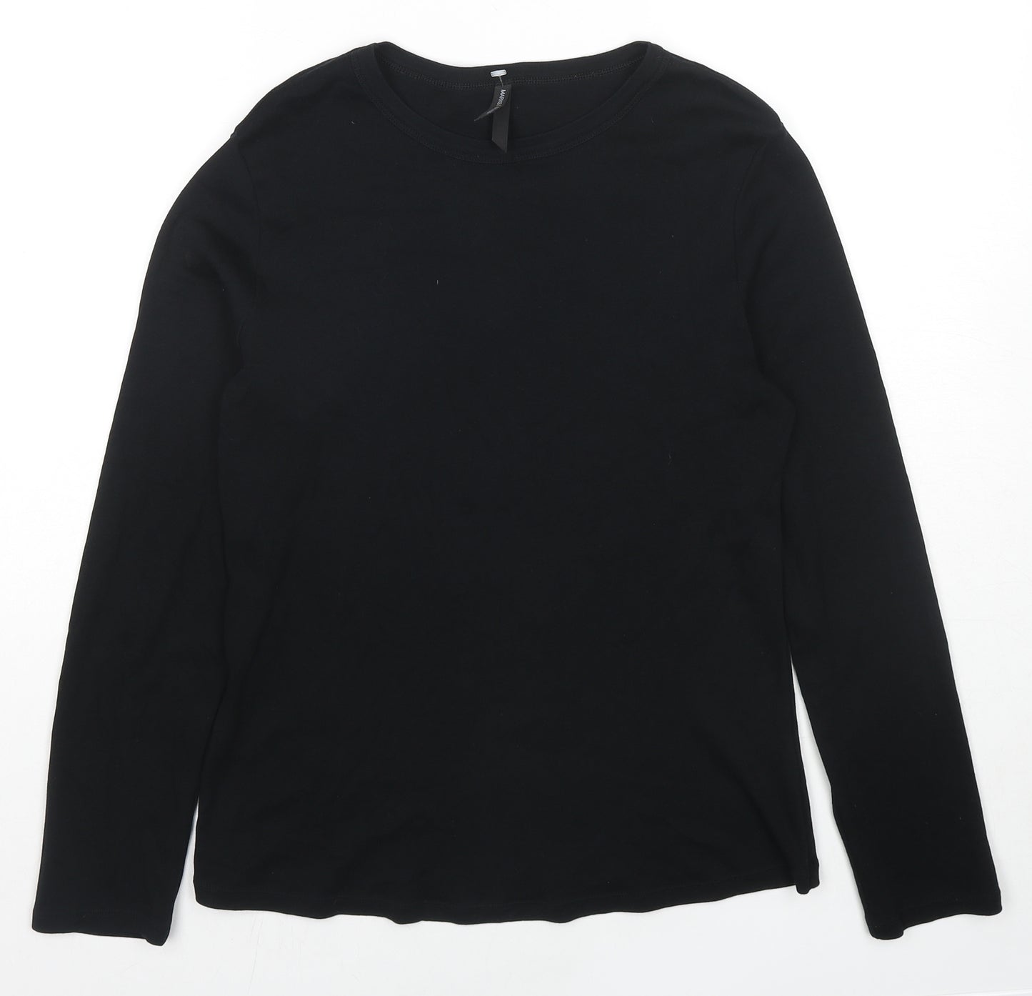 Marks and Spencer Womens Black Cotton Basic T-Shirt Size 16 Round Neck