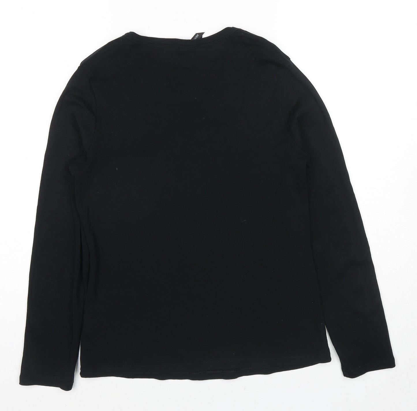 Marks and Spencer Womens Black Cotton Basic T-Shirt Size 16 Round Neck