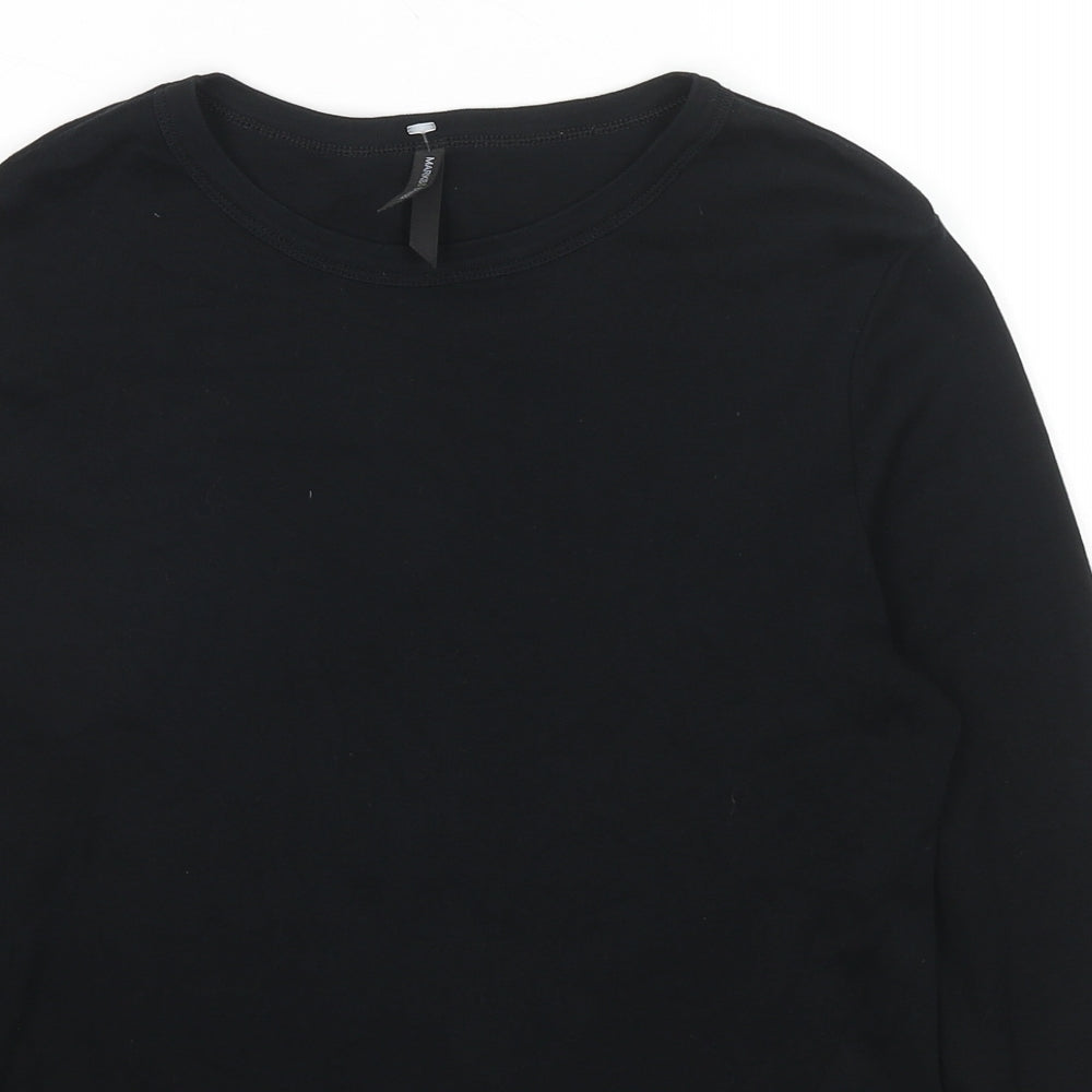 Marks and Spencer Womens Black Cotton Basic T-Shirt Size 16 Round Neck