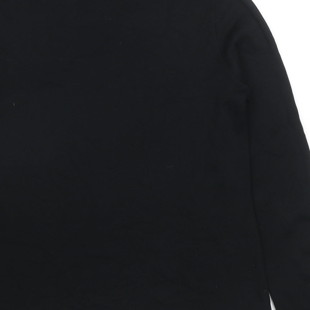 Marks and Spencer Womens Black Cotton Basic T-Shirt Size 16 Round Neck