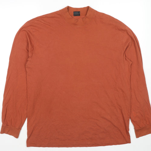 Top Company Mens Orange Cotton Pullover Sweatshirt Size L