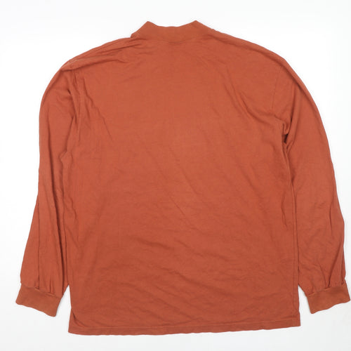 Top Company Mens Orange Cotton Pullover Sweatshirt Size L