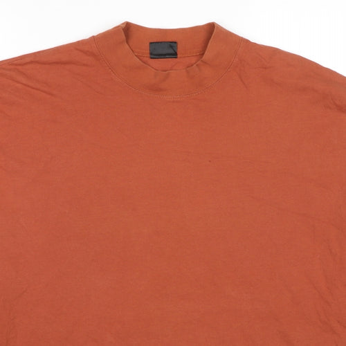 Top Company Mens Orange Cotton Pullover Sweatshirt Size L