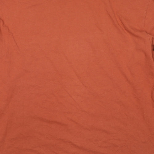 Top Company Mens Orange Cotton Pullover Sweatshirt Size L