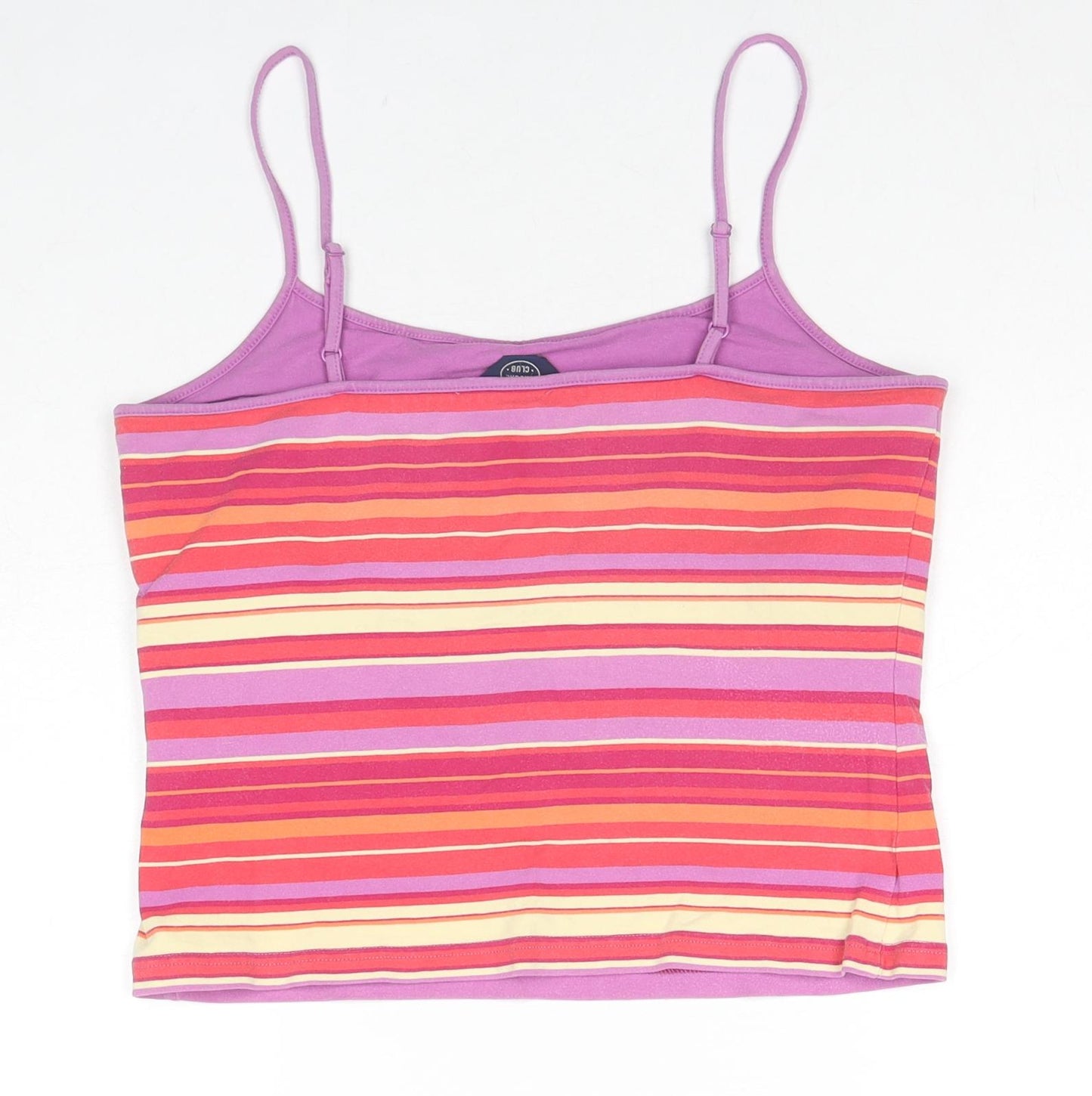 Casual Club Womens Multicoloured Striped Cotton Basic Tank Size 14 V-Neck