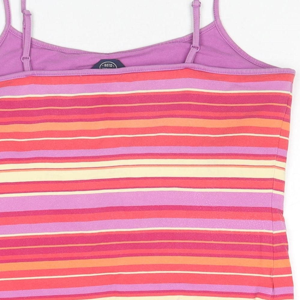Casual Club Womens Multicoloured Striped Cotton Basic Tank Size 14 V-Neck