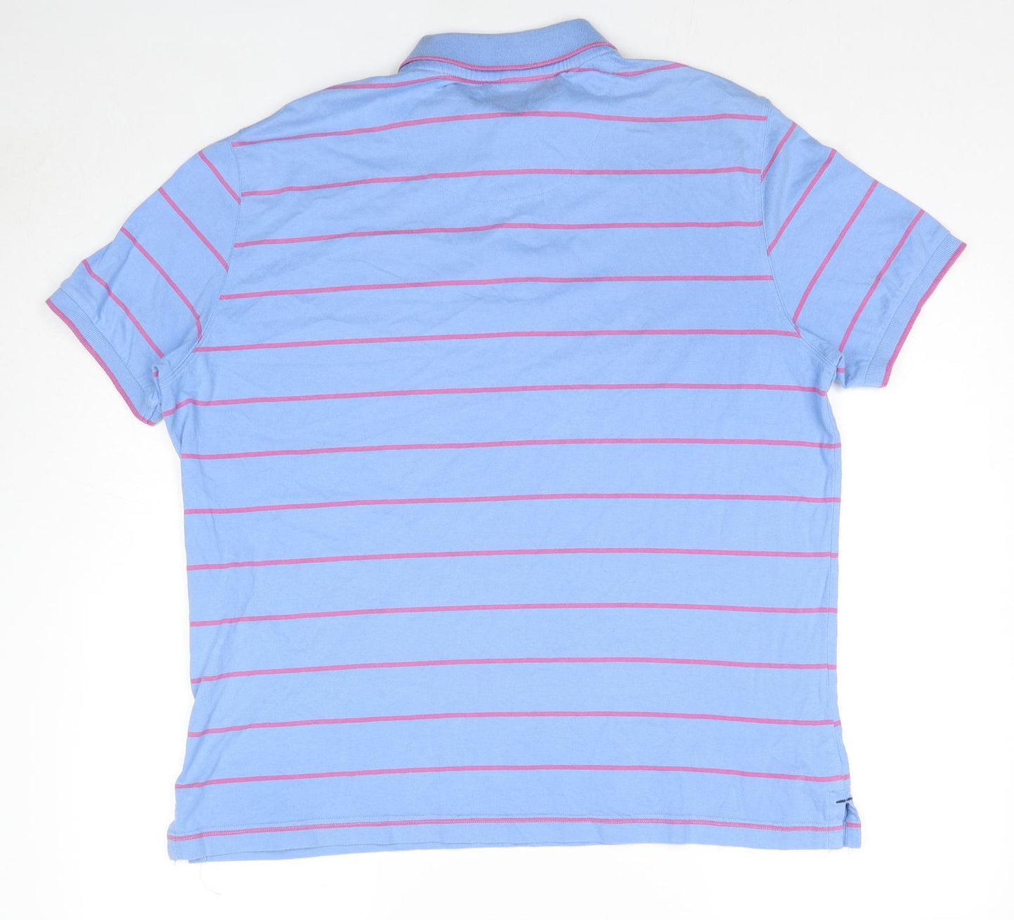 Joseph Turner Mens Blue Striped Cotton Polo Size L Collared Pullover