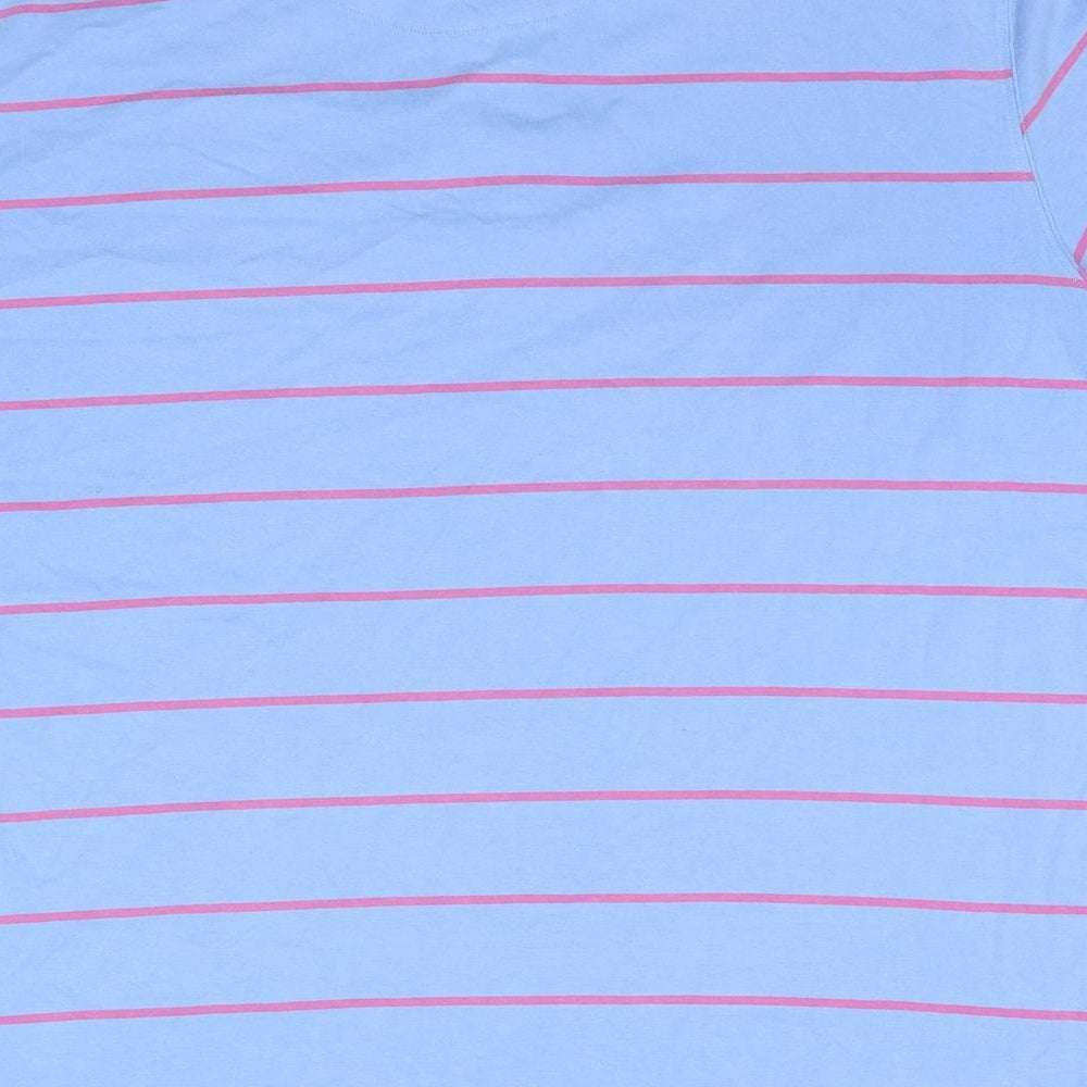 Joseph Turner Mens Blue Striped Cotton Polo Size L Collared Pullover