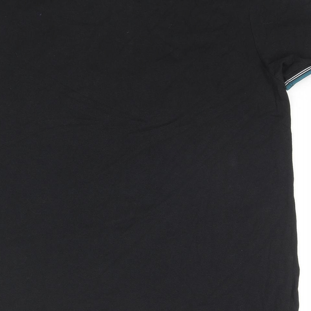 Lyle & Scott Mens Black Cotton Polo Size XL Collared Pullover - Logo