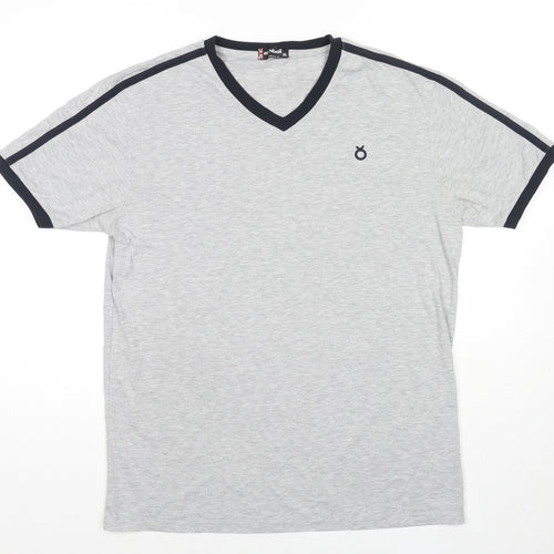 Eightball Mens Grey Cotton T-Shirt Size XL V-Neck