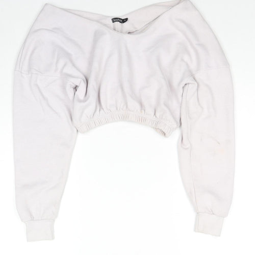 Boohoo Womens Grey Cotton Pullover Sweatshirt Size S Pullover