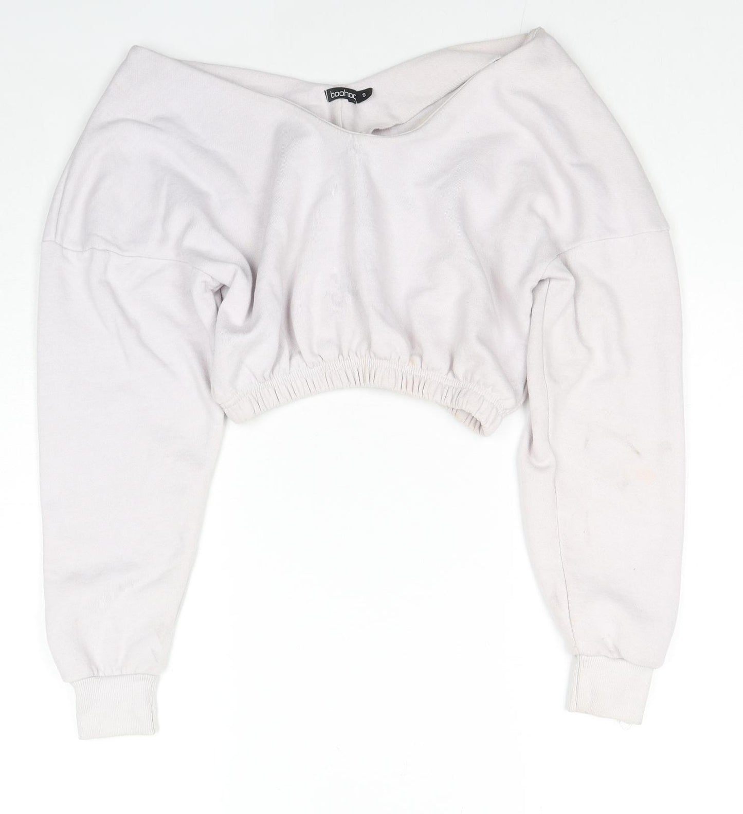 Boohoo Womens Grey Cotton Pullover Sweatshirt Size S Pullover