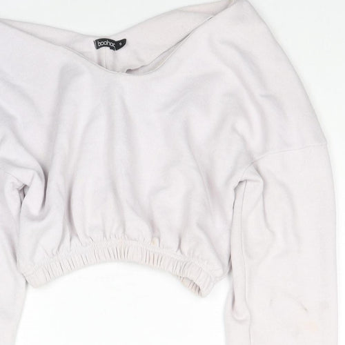 Boohoo Womens Grey Cotton Pullover Sweatshirt Size S Pullover