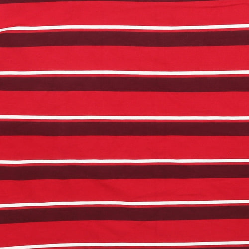 Classic Womens Red Striped Viscose Basic Blouse Size 18 Square Neck