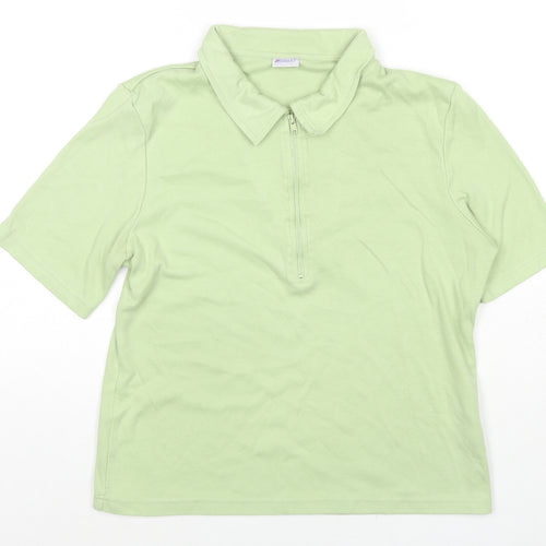 Damart Womens Green Polyester Basic Blouse Size 10 Collared - Size 10-12