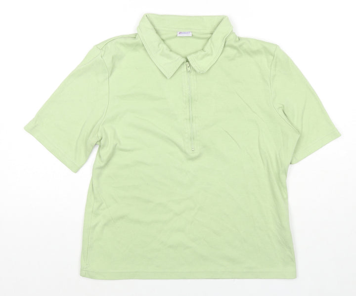 Damart Womens Green Polyester Basic Blouse Size 10 Collared - Size 10-12