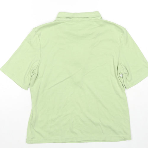 Damart Womens Green Polyester Basic Blouse Size 10 Collared - Size 10-12
