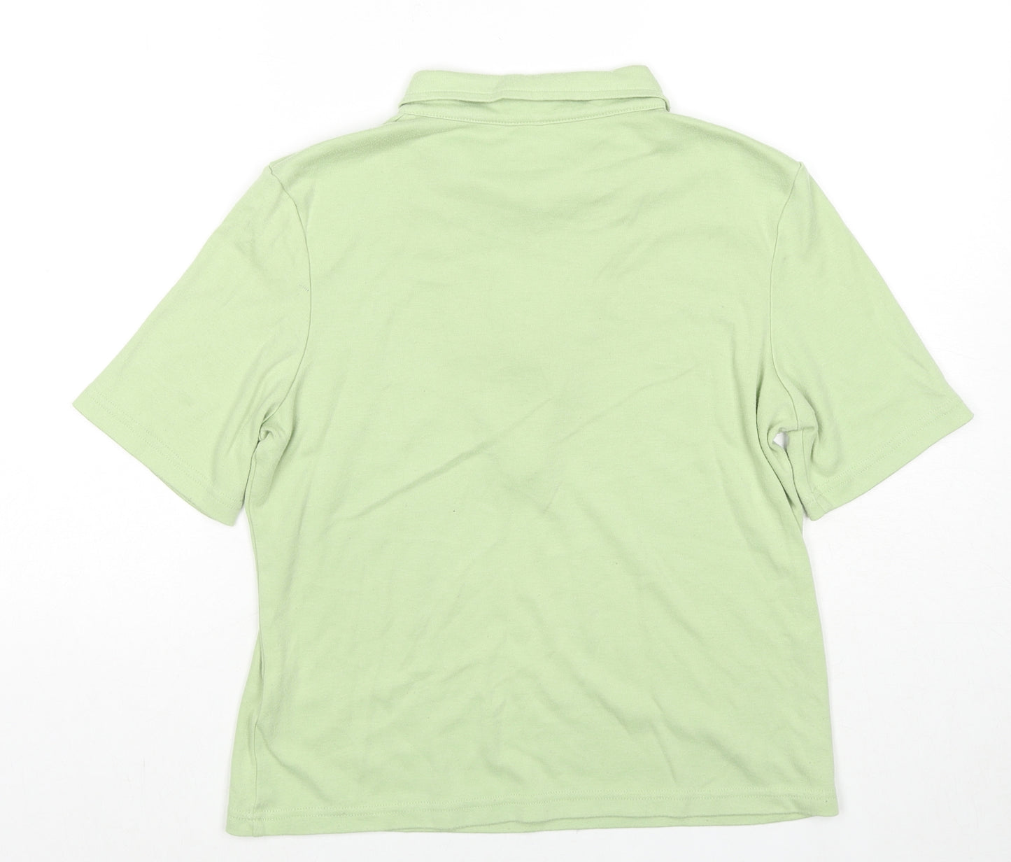 Damart Womens Green Polyester Basic Blouse Size 10 Collared - Size 10-12