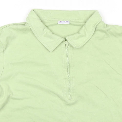 Damart Womens Green Polyester Basic Blouse Size 10 Collared - Size 10-12