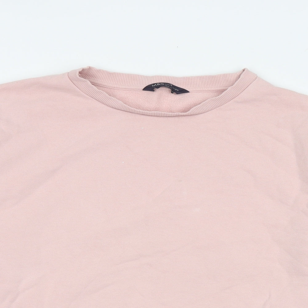 Marks and Spencer Womens Pink Cotton Pullover Sweatshirt Size M Pullover