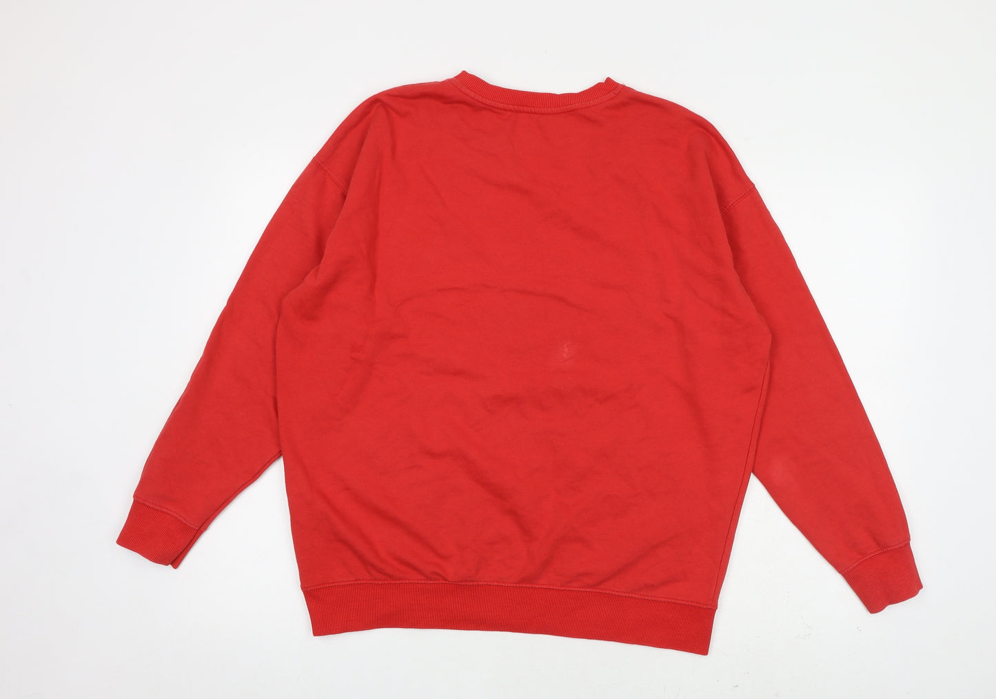 New Look Mens Red Cotton Pullover Sweatshirt Size M